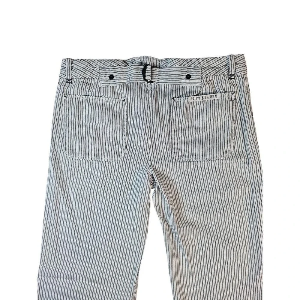 Ralph Lauren Girls 14 Blue White Striped Denim Wide Leg‎ Sailor Pants Y2K Petit